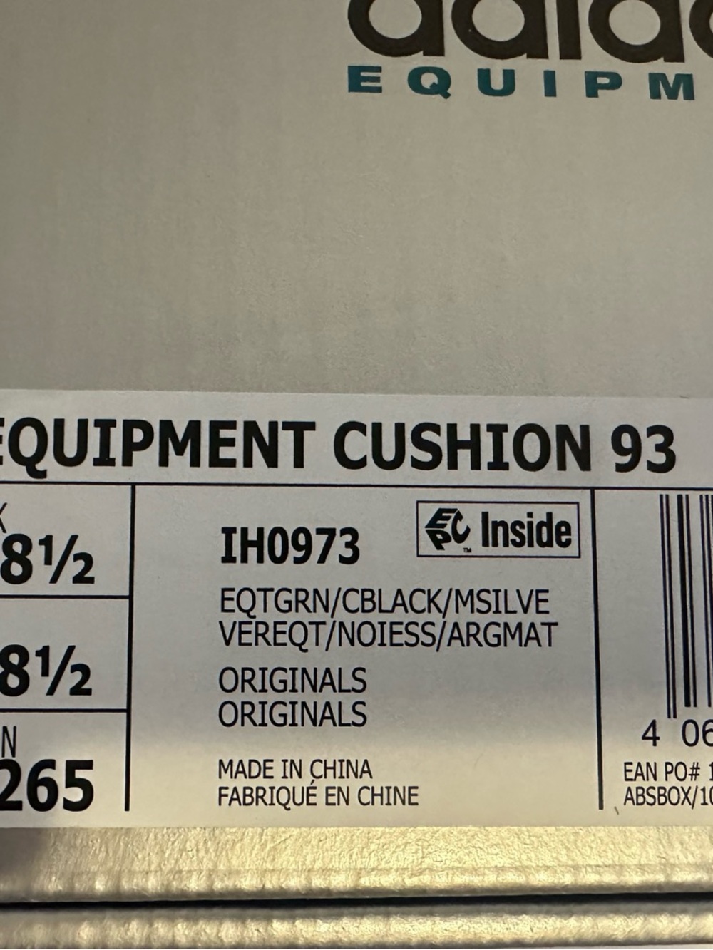 adidas Equipment Cushion 93 Box Label - White, Black, Teal